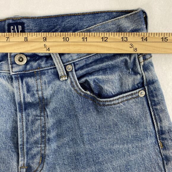 GAP Jeans Womens Size 27 Button Fly Light Wash Denim Straight Distress Destroy - Picture 7 of 12